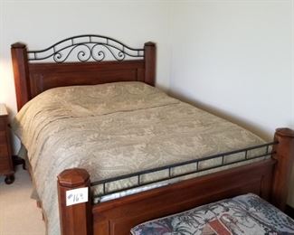 #169 ~($600) Bob Timberlake queen size solid cherry bed frame with iron accents.  With pillow top mattress and box spring.  Great condition! 