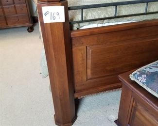 #169 ~ ($600) Bob Timberlake queen size solid cherry bed frame with iron accents.  With pillow top mattress and box spring.  Great condition! 