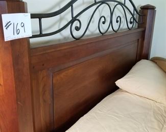 #169 ~($600)  Bob Timberlake queen size solid cherry bed frame with iron accents.  With pillow top mattress and box spring.  Great condition! 