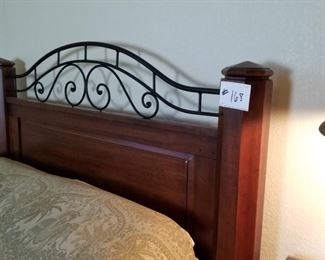#168 ~($600) Bob Timberlake queen size solid cherry bed frame with iron accents.  With pillow top mattress and box spring.  Great condition! 