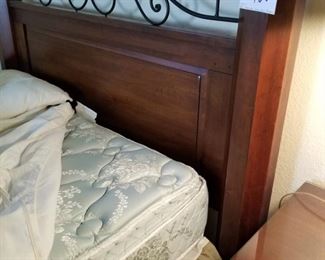 #168 ~($600)  Bob Timberlake queen size solid cherry bed frame with iron accents.  With pillow top mattress and box spring.  Great condition! 