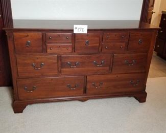 #178 ~($300) Beautiful solid cherry Bob Timberlake dresser with a lot of useful drawers, including lined jewelry drawers.  Measures 60"W x 19"D x 35"H.  Comes with protective glass top.   Great condition!