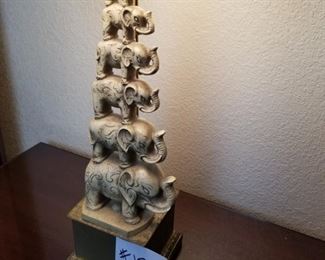 #187 ~($60) Table lamp of stacked elephants!  Measures 27" tall including shade.  (2 available in home)