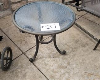 #217 ($20) glass top patio table 