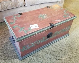 #236 ~ ($15) Painted chest / coffee table.  Solid wood.  Shows wear.  40"W x 20"D x  18"H