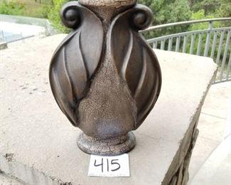 #415 ($25) pretty pottery vase stands 12" tall x 9" wide.
