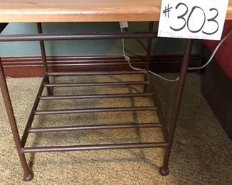 #303 ~ ($30) Closer view of Pine end table/nightstands iron base- 