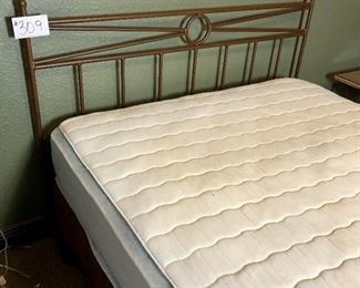 #309 ~ ($200) Queen size bed - Iron Frame, Headboard  and Mattress. Good, clean condition