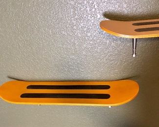 #312 ~ ($30) another view of  Cool Skateboard wall shelves- set of two with wall brackets- 31" L