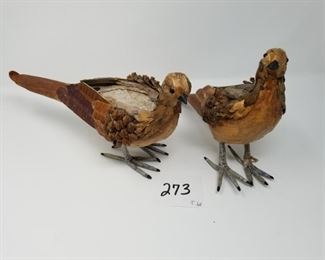 #273 ($20) set of 2 pheasants made of materials found in nature.  Each stands 8" tall.  