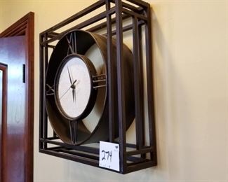 #274 ($100) beautiful iron wall clock with stone face.  measures 18 x 18 x 5"deep.  
