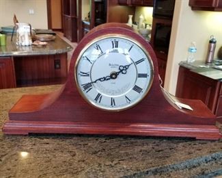 Bulova mantel clock quartz with chime.  Works great. Great condition. $40. 20"long