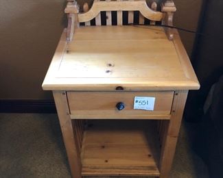 #N551- ($25)Top of Cute Pine Nightstand with little picket fence design - Shows some signs of wear- 22"x20" x 25"H