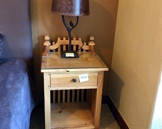#N552- ($25)Cute Pine Nightstand with little picket fence design - Shows some signs of wear- 22"x20" x 25"H