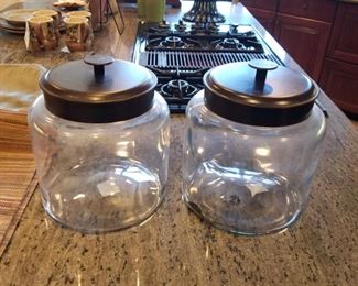 2 large 10" glass jars with air tight seals. $15 each. 10" wide x 10" high
