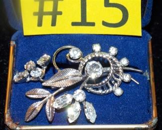 #15 Van dell sterling brooch 2x1.5 stones intact clasp good. $20