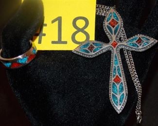 #18 Turquoise Necklace with matching ring.  Necklace 10 long, ring size 6 $25 each. Go to Tas-Estate-Sales.com to purchase.