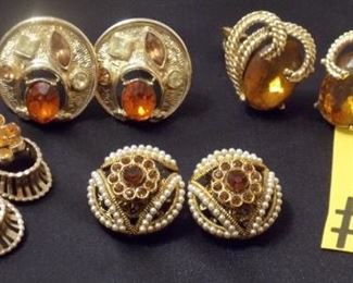 #22  Amber inspired clip on and screw on earring.  All stones intact, $5 each.  Go Tas-Estate-Sales.com to purchase. 