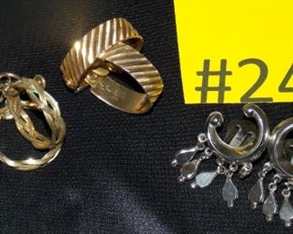 #24 Gold tone and silver tone clip and screw on earrings $3 each.  Go to Tas-Estate-Sales.com to purchase.