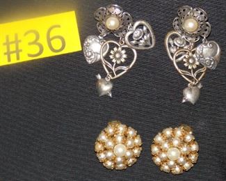 #36 Vintage Clip on earrings $5 a set.  Go to Tas-Estate-Sales.com to purchase