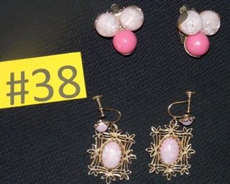 #38 Vintage earrings clip and screw on $5 a set. Go to Tas-Estate-Sales.com to purchase. BOTTOM PINK SCREW ON EARRINGS ARE SOLD