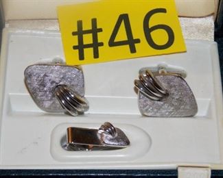 #46 Set of cuff links and tie clip $12. Go to Tas-Estate-Sales.com to purchase.