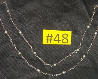 #48 Sliver with pearls necklace 11.5 long $12 Go to Tas-Estate-Sales.com to purchase.
