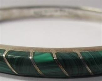 925 Sterling & malachite bracelet signed Mexico