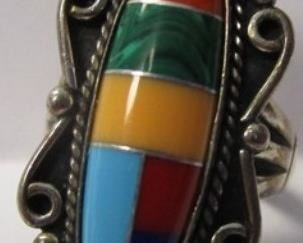 Signed sterling multi color cabochon