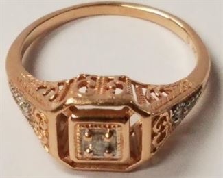 14kt Rose Gold and Diamond Ring sz 6