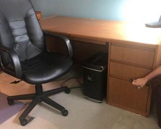 Desk, Chair, and Shredder