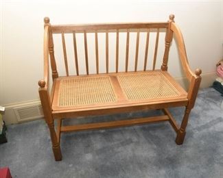 21. Wooden Bench with Cane Seat