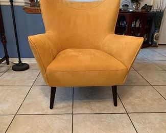 1ARooms to Go Mid Century Look Yellow Chair 32inches wide x 37 inches High x 40 Deep.  Like New Condition and So Cute!