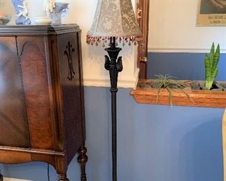 2A     Super Pretty Floor Lamp Antique Metal Bottom and New Lamp Shade 60 inches High x 11 Wide x 11 inches Wide.  $75.00  