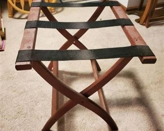 1 Smaller Wooden Luggage Rack with Black Straps