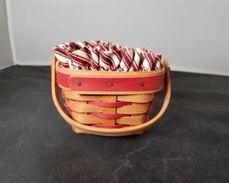 Longaberger Clip Keeper Basket 1995 with Fabric Liner - Red Accent