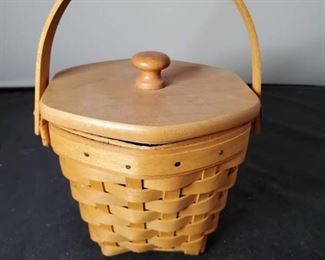 Longaberger Hexagon Tote Basket with Lid 2001 American Cancer Society