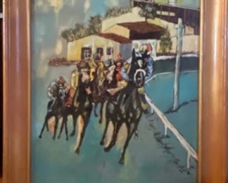 1940’s oil painting of horses at Del Mar Race Track