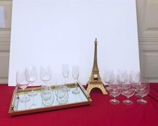 Glass Tray and Wine Glasses