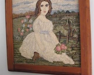 $75.00 Hook & loop of Renoir's Girl with flowers 21 x 18.5