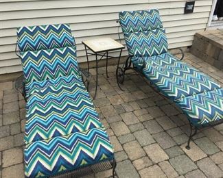 $150.00 1 Woodard Chaise on right and 1 Woodard style on left for $50.00 both with cushions