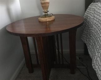 $40.00 Mission style table 26 x 30 and $65.00 for the marble stiffel lamp