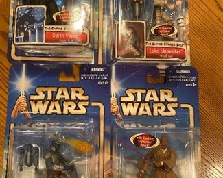 Star Wars Attack of the Clones Action Figures c 2002 And Starwars The Empire Strikes Back Action Figures c 2002 Darth Vader, Luke Skywalker, Jango Fett, Mace Windu