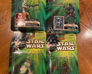 Star Wars Attack of the Clones Action Figures: Clone Trooper, Jango Fett, R3-T7, Zam Wesell