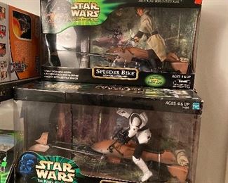 Star Wars Power of the Force Action Figures:Hasbro  Speeder Bike w Scout trooper , Power of the Jedi Speeder w Luke 
