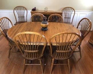 Dining Set with 8 chairs, Oak