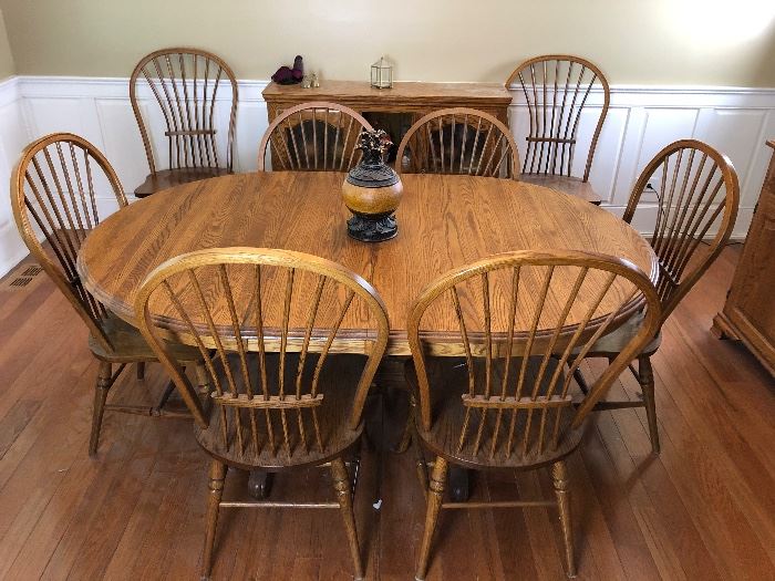 Dining Set with 8 chairs, Oak