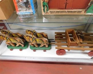 Large Old Wooden Horses with Cart