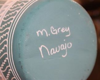 M Grey Navajo pottery