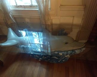 Vintage Glass Top Dolphin Table